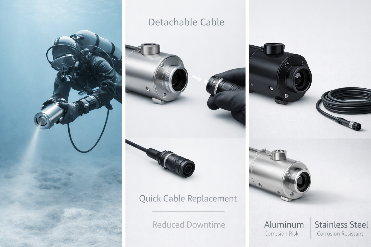 Underwater diver using live streaming camera system with real time monitoring from surface.
